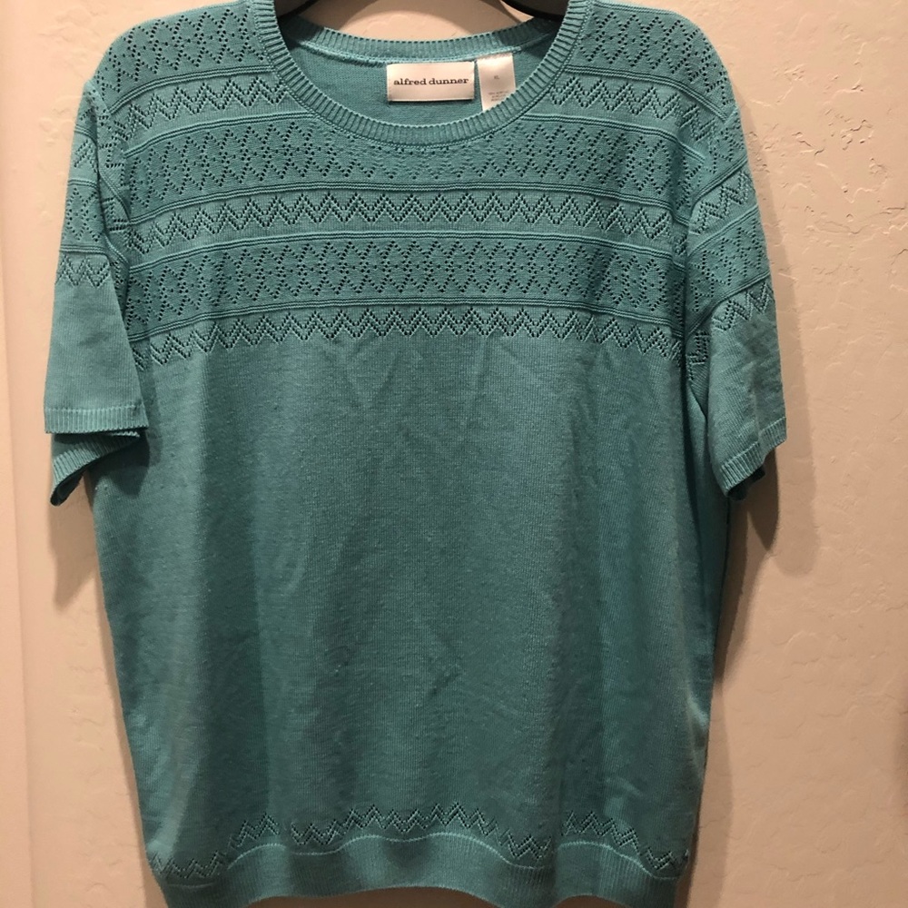 Alfred Dunner Aqua short sleeve top XL